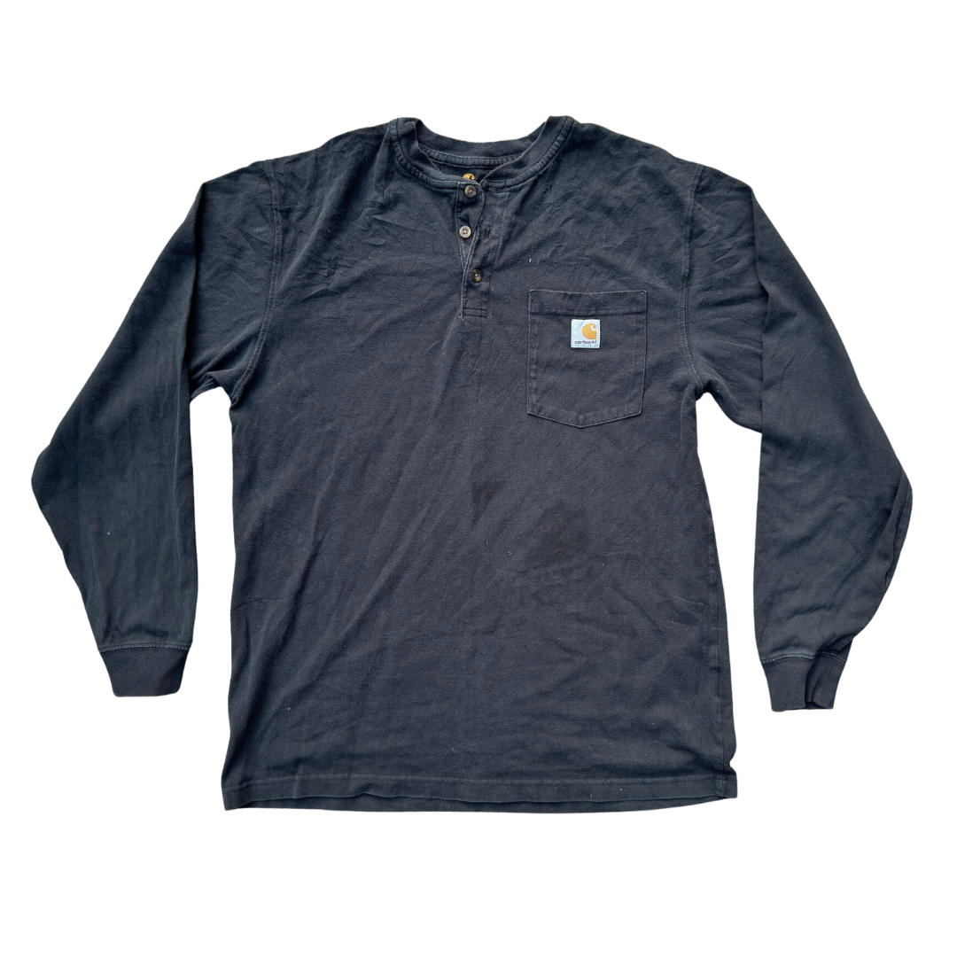 Black Carhartt Loose Fit Henley Tee