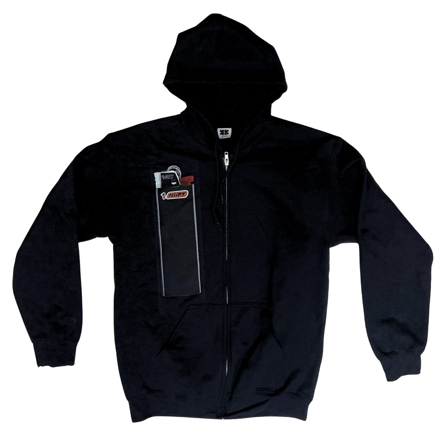 LIGHTER ZIP UP HOODIE BLACK