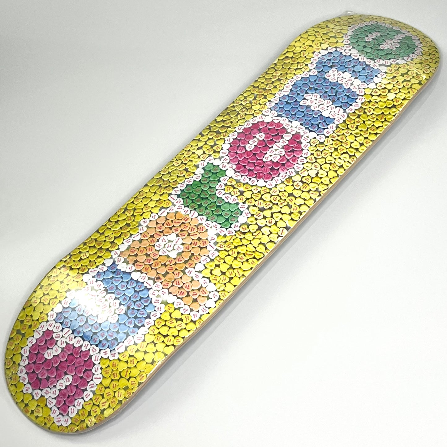 Yellow Supreme Candy Hearts Skateboard Deck