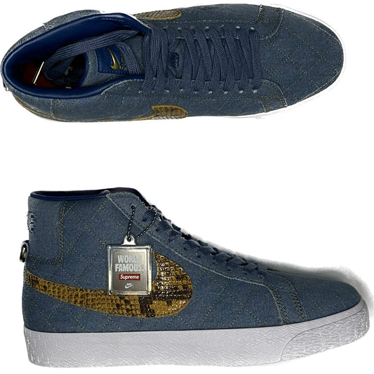 Denim Snake Leather Blazer Mid - Supreme X Nike Sb